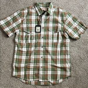 Filson Green and Brown Plaid Button Down Alaskan Guide Shirt